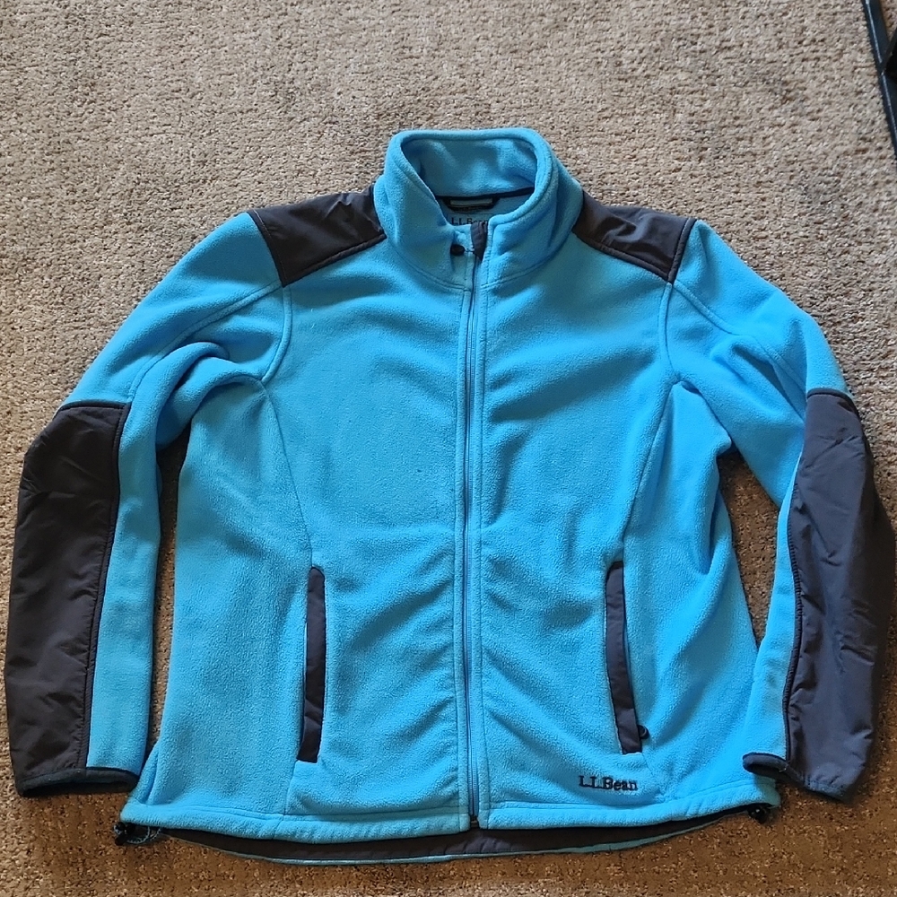L.L. Bean Turquoise and Charcoal Polartec Fleece Jacket